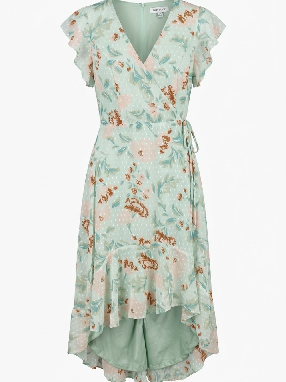 Charlotte Russe Mint Floral High-Low Wrap Dress